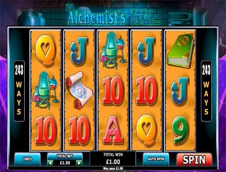 Удачная комбинация символов в игровом автомате The Alchemist`s Spell